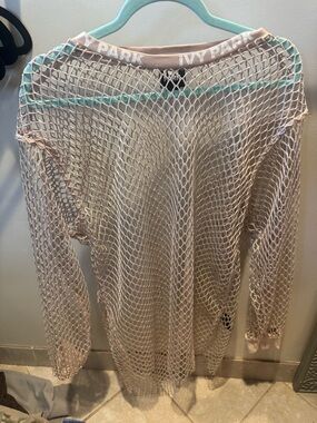 IVY PARK Beige/Tan Open Mesh Long Sleeve Top